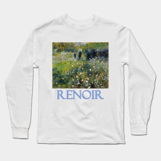 Woman with a Parasol in the Garden by Pierre-Auguste Renoir Long Sleeve T-Shirt